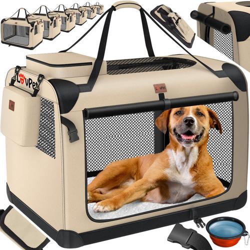 LOVPET® Hundebox Hundetransportbox faltbar Inkl.Hundenapf Transporttasche Hundetasche Transportbox