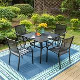 PHI VILLA 5-Piece Metal E-coating Patio Dining Set