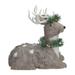 14" Gray Sitting Sisal Reindeer with Wreath Christmas Figure