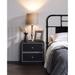 Aoolive Bedroom Nightstand Accent Table, Brown Walnut & Black Finish
