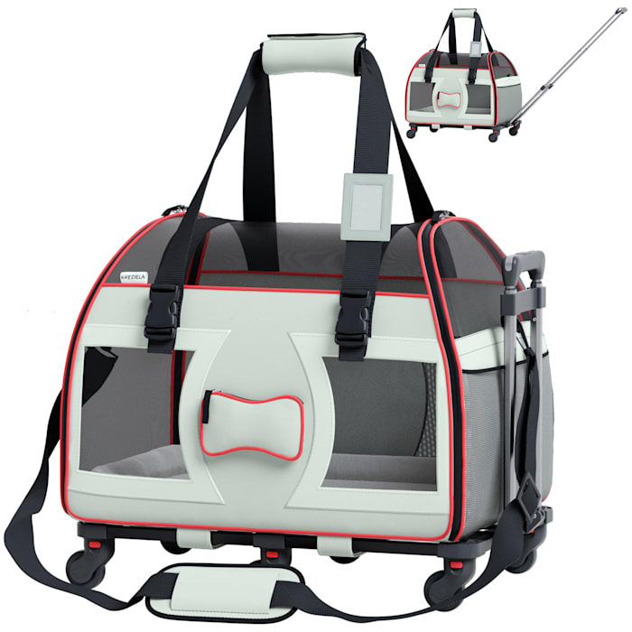 Katziela Bone Cruiser Gray Pet Carrier, 19" L X 10" W X 13" H