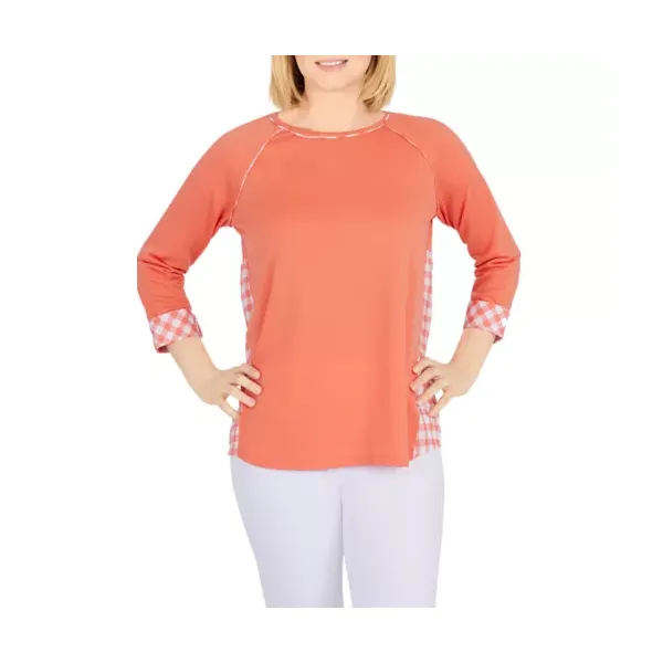 ruby-rd-womens-gingham-plaid-combo-top,-coral,-medium/
