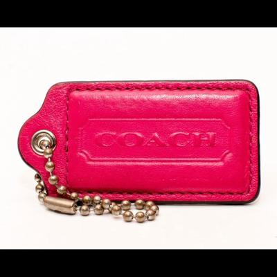Coach Accessories | 3" Large Coach Pink Leather Key Fob Bag Charm Keychain Hangtag Tag | Color: Pink | Size: Os