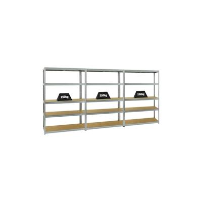 PROREGAL Mega Deal | 3x Schwerlastregal Big Elephant S | HxBxT 180x120x45 cm | Fachlast 250kg | Verzinkt | Stecksystem Lagerregal Regalsystem 3 Stk. Image