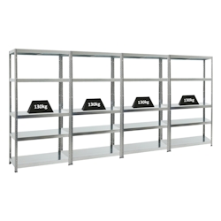 PROREGAL 4x Schwerlastregal Steel Eagle | HxBxT 180x90x40 cm | Fachlast 130kg | Verzinkt | Stecksystem Lagerregal Regalsystem 4 Stk. Image