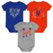 Girls Newborn & Infant Royal/Orange/Heathered Gray New York Mets 3-Pack Batter Up Bodysuit Set