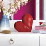 Etta Avenue™ Teen Heart Decor Sculpture - Contemporary Ceramic Heart Decorative Table Accent for Home, Office | 8 H x 8 W x 3 D in | Wayfair