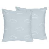 Blue Clouds 18in Decorative Accent Throw Pillows (Set of 2) - Slate and White Cloud Sky for Vintage Airplane Aviator Collection