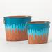 Sullivans Waterfall Edge Oblong Metal Planters Set of 2, 8"H & 7"H Multicolored - 10.75"L x 6.5"W x 8"H; 9"L x 5.5"W x 7"H