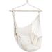 Hanging Rope Hammock Chair Swing Seat for Any Indoor or Outdoor Spaces, 2 Seat Cushions Included (White)