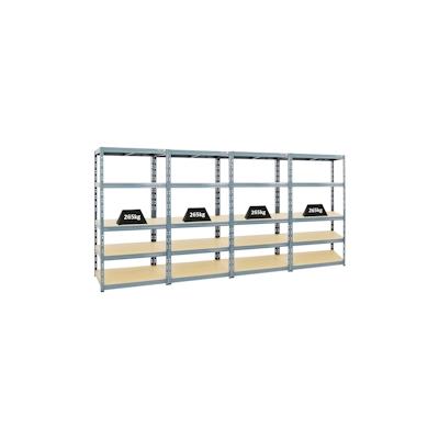 PROREGAL 4x Schwerlastregal Tiger | HxBxT 180x90x60 cm | Fachlast 265kg | Grau | Stecksystem Lagerregal Regalsystem 4 Stk. Image