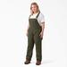 Dickies Women's Plus Relaxed Fit Bib Overalls - Rinsed Moss Green Size 18W (FBW206)