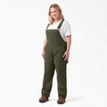 Dickies Women's Plus Relaxed Fit Bib Overalls - Rinsed Moss Green Size 24W (FBW206)