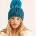 Free People Accessories | Free People Cozy Up Pom Knit Beanie | Color: Blue | Size: Os