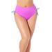 Plus Size Women's Bow High Waist Brief by Swimsuits For All in Pink Boho Paisley (Size 22)