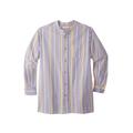 Men's Big & Tall Gauze Mandarin Collar Shirt by KingSize in Dark Salmon Stripe (Size 5XL)