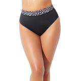 Plus Size Women's High Waist Bikini Bottom by Swimsuits For All in Black White Animal (Size 8)