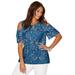 Plus Size Women's Open-Shoulder Georgette Top by Catherines in Navy Paisley (Size 3X)