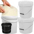 White or Black Plastic Buckets with LIDS and Handles 5 Litre, 10 Litre & 25 Litre, Strong Bucket Tamper Evident Lids Hard Wearing Bucket (50, 10 Litre - WHITE)