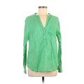 Gap Outlet Long Sleeve Button Down Shirt: Green Polka Dots Tops - Women's Size Medium