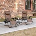 Outsunny Reclining 3 Piece Zero Gravity Chair Set Metal in Gray/Brown | 43.25 H x 25.5 W x 35.5 D in | Wayfair 84B-801BN