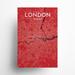 17 Stories London United Kingdom City Map - Unframed Graphic Art Set Paper in Red/White/Blue | 36 H x 24 W x 0.05 D in | Wayfair