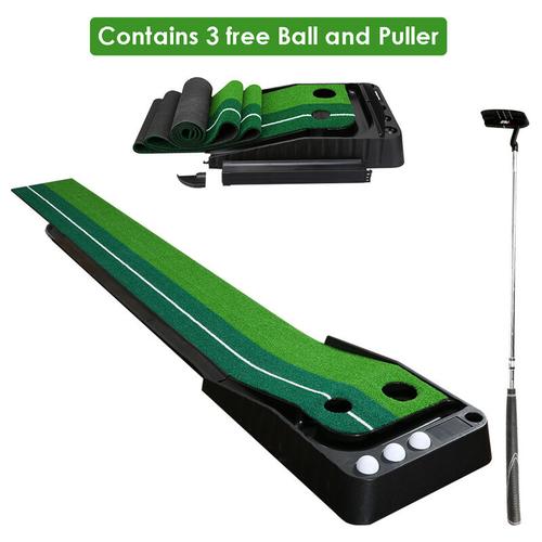 Golf Puttingmatte für zu Hause - Golf Übungsmatte, 2.5x0.3 M, DREI Bälle setzen Bereich, mit