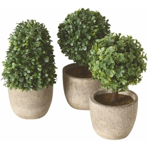 3.08 Topfpflanze kleiner Baum - im grauen Topf - 3er Set