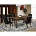 East West Furniture Modern Dining Table Set- a Wooden Table and Upholstered Chairs, (Pieces/Finish & Upholstered Options)