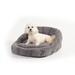 Dark Grey Sherpa Cuddler Bolster Lounger Pet Bed, 26" L X 22" W X 12" H, Medium