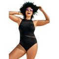 Plus Size Women's Chlorine Resistant High Neck Mesh One Piece by Swimsuits For All in Black (Size 18)