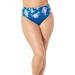 Plus Size Women's High Waist Foldover Swim Brief by Swimsuits For All in Floral Paradise Blue (Size 18)
