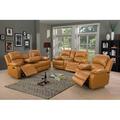 L&T Home Living Inc 3 Piece Reclining Living Room Set Faux Leather in Yellow/Brown | 40 H x 82 W x 37 D in | Wayfair Living Room Sets