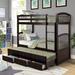 Camillea Twin Over Twin Solid Wood Standard Bunk Bed w/ Trundle by Harriet Bee Wood in Brown, Size 72.5 H x 42.3 W x 80.6 D in | Wayfair