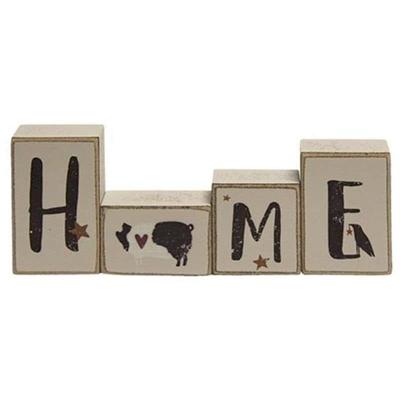 4/Set Primitive "Home" Letter Blocks - 2.75" high by 7.75" wide