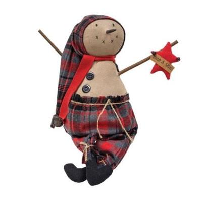 Yule Plaid Snowman - Multi - 22" high by 7.5" wide.