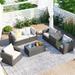 Outdoor Patio Furniture Sets, 7-Piece Patio Wicker Sofa Set w/ Cushions, Chairs, Loveseat , Table & a Storage Box