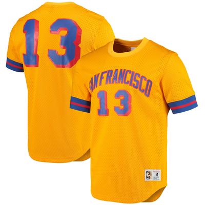 Mitchell & Ness Wilt Chamberlain Gold San Francisco Warriors 1962 Mesh-T-Shirt mit Namen und Nummer für Herren Image