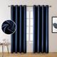 HOMEIDEAS 2 Panels Faux Silk Curtains Navy Blackout Curtains 52 X 84 Inch Drop Room Darkening Satin Curtains for Bedroom, Thermal Insulated Window Drapes Curtains for Living Room