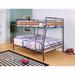 Full XL/Queen Metal Standard Bunk Bed w/ Built-in-Desk by Shunda Metal in Black/Brown | 68 H x 65 W x 83 D in | Wayfair we-37735