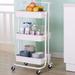 Ochine 3-Tier Metal Rolling Utility Cart w/ Wheels & Handle Metal in White | 6.1 H x 17.7 W x 14.4 D in | Wayfair WYKBFFNCART171333W-191