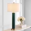 SAFAVIEH Lighting 32-inch Ollie Faux Snakeskin Dark Green Table Lamp (Set of 2) - 15"x15"x31.5"
