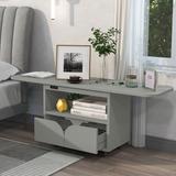 Foldable Bedroom Nightstand with 2 Drawers,USB Charging Design