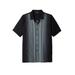 Men's Big & Tall Short-Sleeve Colorblock Rayon Shirt by KingSize in Black Steel Stripe (Size 7XL)