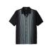 Men's Big & Tall Short-Sleeve Colorblock Rayon Shirt by KingSize in Black Steel Stripe (Size 5XL)