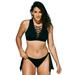 Plus Size Women's Lace-Up Bikini Top by Swimsuits For All in Black (Size 12)