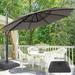 LIVOOSUN 11FT Patio Umbrella Cantilever Offset Hanging Umbrella w/Base