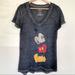 Disney Tops | Disney Mickey Mouse Heather Gray V-Neck Short Sleeve Tee Size Small | Color: Gray | Size: S