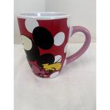 Disney Dining | Disney Minnie And Mickey Mouse Kissing Galerie Polka Dot Coffee Mug 12oz | Color: Black/Red | Size: 12oz