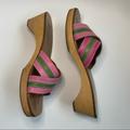 Coach Shoes | Coach Clog Mule Leather Stripe Sandal | Color: Green/Pink | Size: 7.5